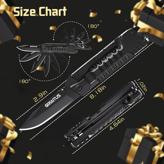 Gifts for Men, Christmas Stocking Stuffers for Dad from Daughter Son, Multitool Knife 17 in 1 EDC Gear Cool Men Gift Unique Birthday Gifts for Dad, Gifts for Him Husband Father Grandpa Camping
