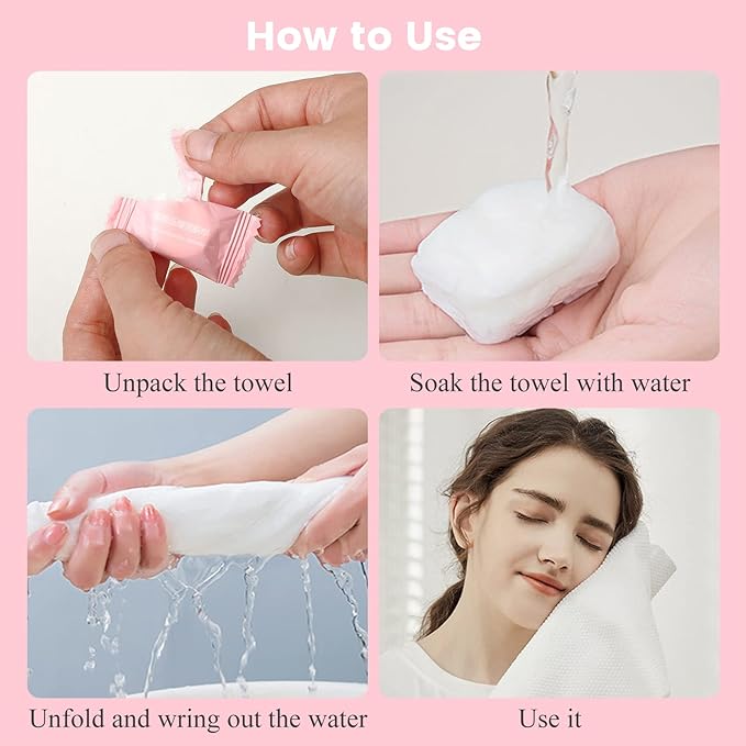 GXF Compressed Towel, Portable Cotton Hypoallergenic Travel Washcloths Tablet Coin Wipes Dehydrated Expandable for Camping Hiking Home