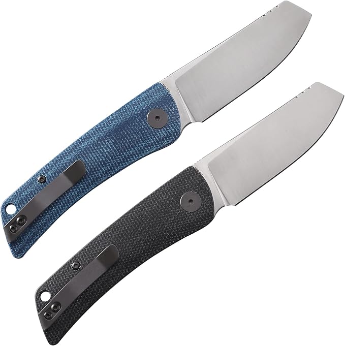 Petrified fish PFE05 Flavorist,3.15" K110 Satin Blade, 94g Micarta Handle Front Flipper Liner lock Folding knife (Khaki-S)