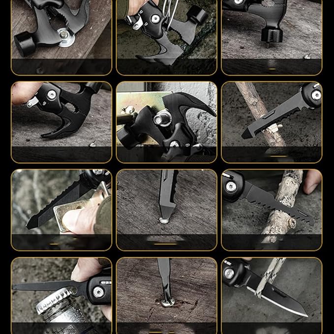 Gifts for Fathers Day Men from Daughter Son Kids, Unique Birthday Gift Ideas for Dad Grandpa Husband Him, Cool Gadgets Presents for Dad, All in One Multitool Hammer Survival Kit (Best Dad Ever)