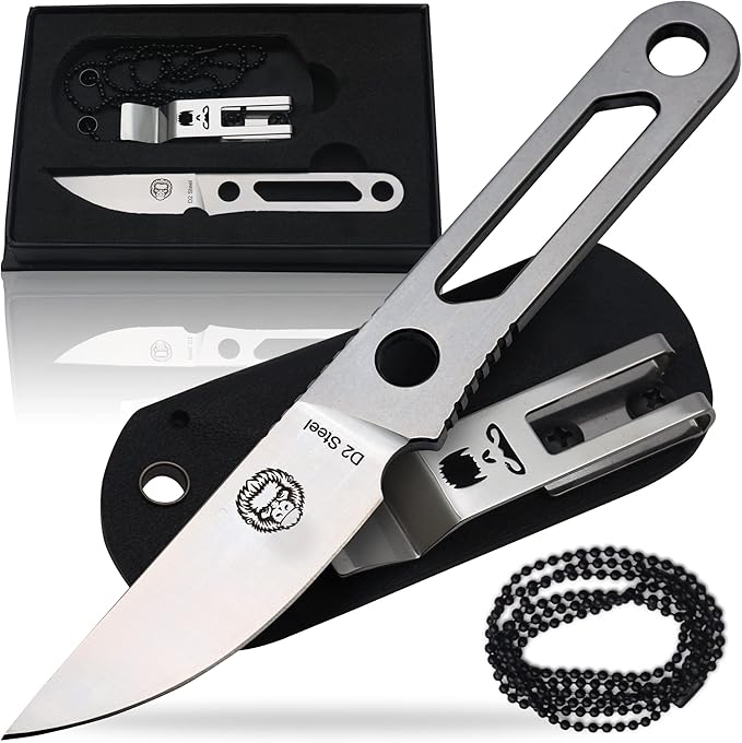 Holtzman's Gorilla Survival 'Scalpel' Fixed Blade Utility Knife with D2 Sheath, Belt Clip (Silver)