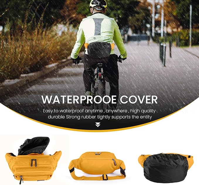 CXWMZY Fanny Packs For Women & Men Waist Pack Hip Bum Bag with Multi-Pockets Large Capacity Waterproof Casual Bum Bag for Disney Traveling Casual Cycling Running Hiking (Yellow)