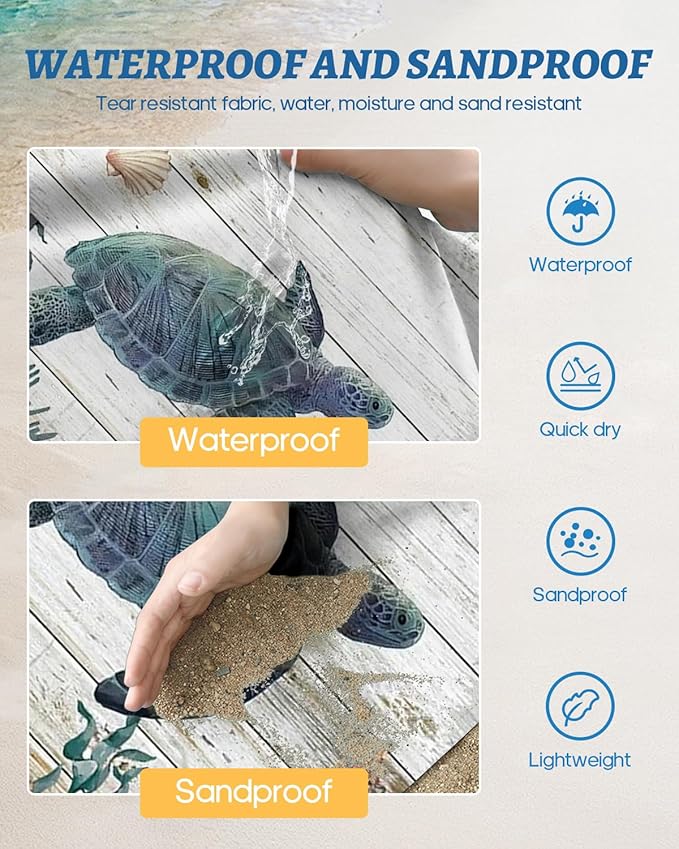 Beach Blanket Waterproof Sandproof Picnic Blankets Extra Large Beach Mat 79" X 83" for 4-6 Adults Oversized Picnic Mat for Outdoor Travel Camping Hiking (Style 2)