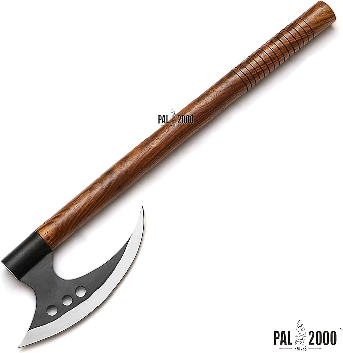 HUN-3027 Custom Handmade Viking Hatchet Axe Carbon Steel Head Bearded Camping Tomahawk Battle Ax with Sheath Ideal Gift for Men