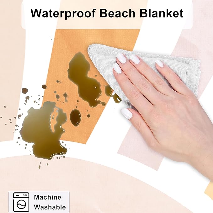 Beach Blanket Waterproof Sandproof, 10'X 9' Extra Large Oversized Picnic Blankets for 2-8 Adult, Quick Drying Lightweight Polyester Beach Mat for Outdoor, Travel, Camping, Hiking-Boho Sunburst