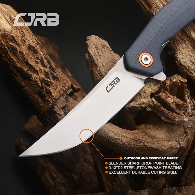 CJRB Folding Knife Gobi(J1906) Stonewash D2 Steel Balde G10 Tactical Handle Pocket Folding Knife EDC