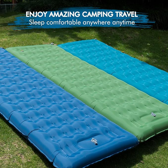 MEETPEAK Extra Thick 5 inch Inflatable Sleeping Pad for Camping, Ultralight Compact Sleeping Mat Built-in Foot Pump for Hiking Backpacking Traveling, Portable Camping Air Mattress