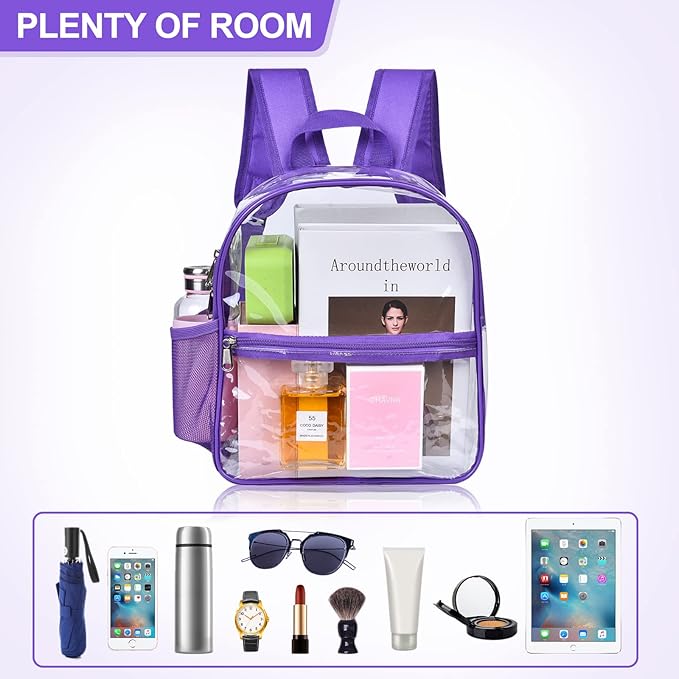 USPECLARE Clear Backpack for Stadium Approved 12×6×12, Water proof Clear Bag for Stadium Events and Concert Work Sport Event