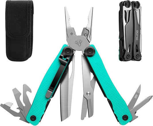 Multitool Pocket Knife with Clip, Multi Tool with Tactical Pliers and Utility Scissors, Multipurpose Survival Gear for Camping, Fishing, Work, Gifts for Men Women