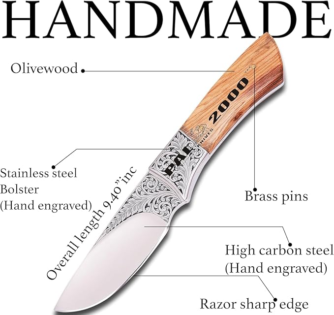 KNI-3145 Custom Handmade D2 Steel Knife with Leather Sheath 3D Engraved