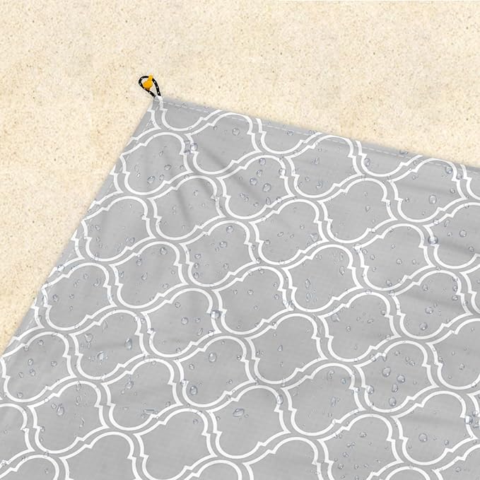 Waterproof Sandproof Beach Blanket, 78"×86" Large Beach Mat for 1-4 Adults, Foldable Lightweight Polyester Outdoor Picnic Blanket with 4 Stakes & 4 Corner Pockets for Travel, Camping, Hiking