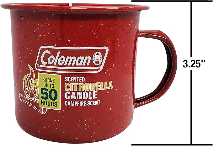 Coleman Scented Outdoor Citronella Candle in Tin Mug, Campfire Scented Rustic Outdoor Camping Candle, Up to 50h Burn Time