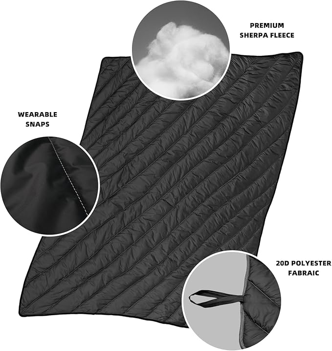 Puffy Blanket - Extra Light and Fluffy Warm Camping Blanket, Perfect for Camping and Backpacking, Compact, Insulated, Packable, Down - Alternative Camp Blankets for Outdoor & Indoor
