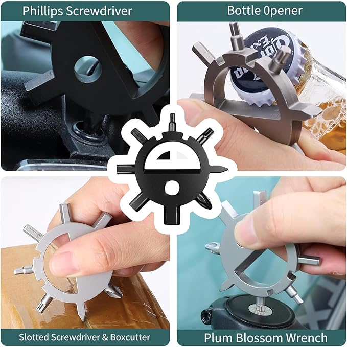 Stocking Stuffers Snowflake Multitool, 10-In-1 Keychain Multi Tool Kit with Screwdrivers Wrenches for Cycling, Camping, Gifts for Women Men, 2 Pack