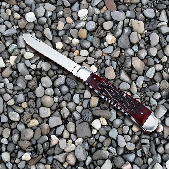 ALBATROSS Traditional Stainless steel Folding Pocket Knives with 2 Blades, FK060 (Brown)