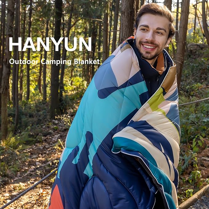 HANYUN Camping Blanket - Outdoor Travel Blanket, Waterproof Quilt for Camping, Stadium, Hiking, Beach Trips, Concerts& Festival - 52"x75" Rhombus Quilting Blanket