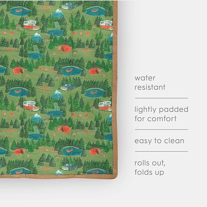 Little Unicorn Outdoor Family Picnic & Beach Blanket, Water-Resistant, Compact Fold, 5 x 5 feet, (Camp)