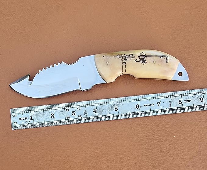 Handmad Stainless Steel Hunting Skinner Knife With Camel Bone Handle For Hunting & Outdoor Purpose '