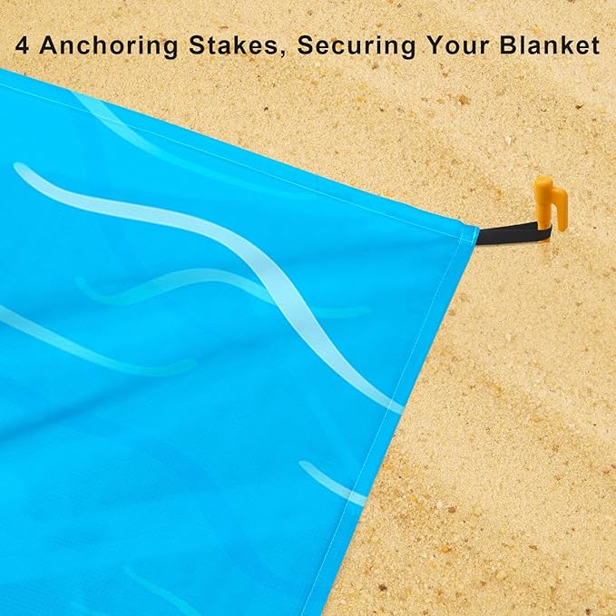 Blue Whale Beach Blanket Waterproof Sandproof, Large Beach Mat Sand Free for 2-4 Adults, Lightweight Outdoor Picnic Blanket for Travel, Camping, Hiking, Beach Essentials Accessories for Vacation