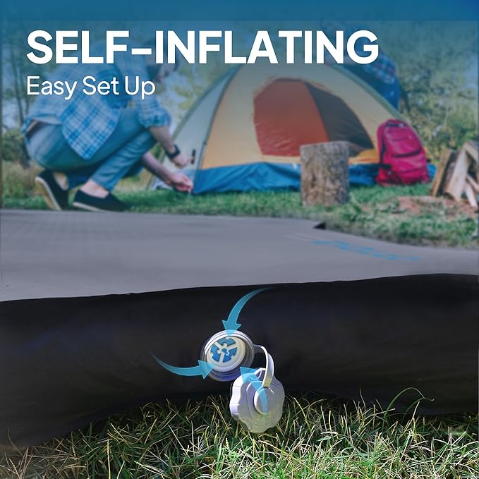 LOSTHORIZON Tesla Camping Air Mattress with Foam, Self Inflating Sleeping Pad, 4.5" Thick, with Pump Sack, Model S