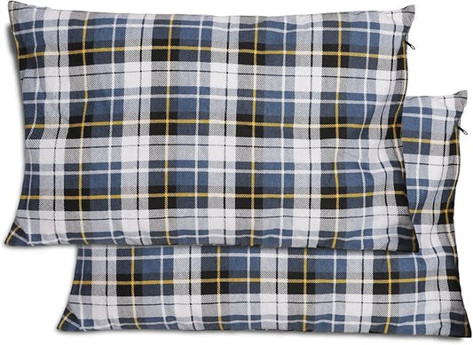 REDCAMP Small Camping Pillow Lightweight and Compressible, Flannel Travel Pillow with Removable Pillow Cover, 2 Pack