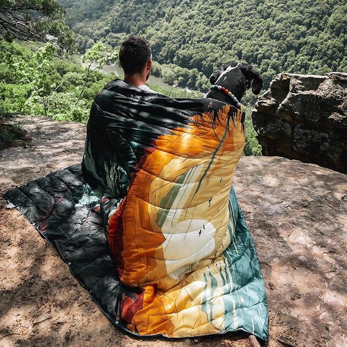 Camping Blanket,Lightweight Down Alternative Puffy Printed Camping Blanket Packable Outdoor Blanket for Camping,Traveling, Stadium, Hiking, Picnics