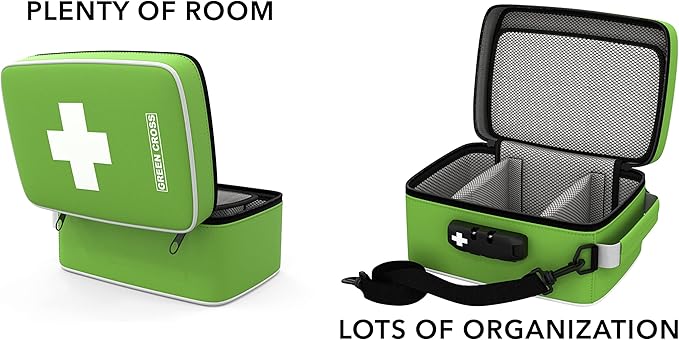 GREEN CROSS Smell Proof Bag Stash Box Medicine Bag Stash Bag 9x6x5 (Green Nylon)