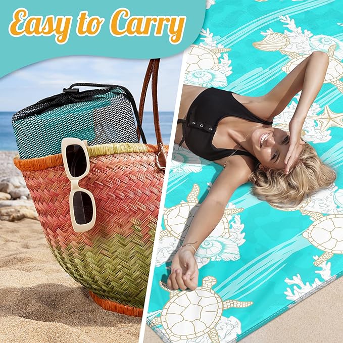 Sylfairy Beach Blanket Waterproof Sandproof Extra Large Beach Mat 79" X 82"for 1-4 Adults Quick Drying Durable Outdoor Picnic Mat for Beach Travel Camping Hiking