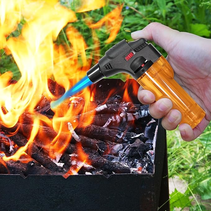 5 Pack Torch Lighters Butane Refillable Lighter Single Jet Flame Windproof Torch Lighter Multi Utility Mini Gas Lighter Blow Torch Lighters for Candle Fireplace Camping Grill BBQ Kitchen(No Fuel)