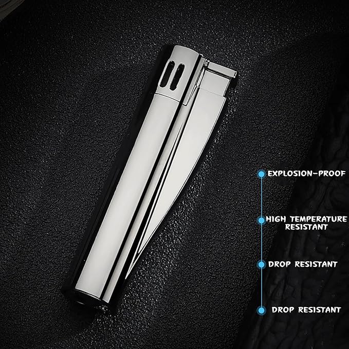 Butane Torch Lighter, Adjustable Pocket Windproof Jet Flame Lighter for Candles Camping Barbecue Kitchen (No Gas) (Color Ice)