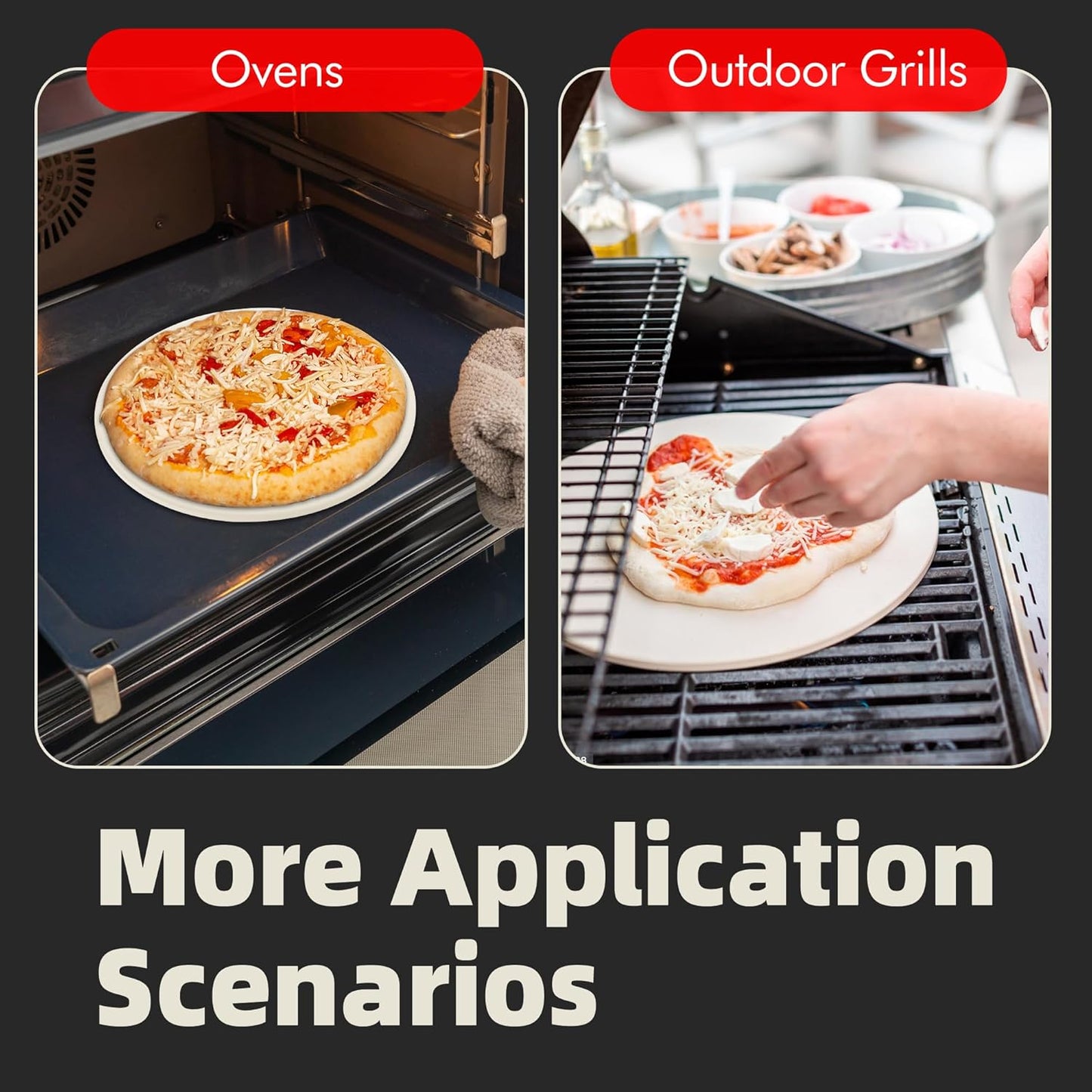 14" Round Pizza Stone, Heavy Duty Cordierite Pizza Pan for Grilling & Pizza Oven, High Temperature Resistant Baking Stone for Pizza, Bread, Meat