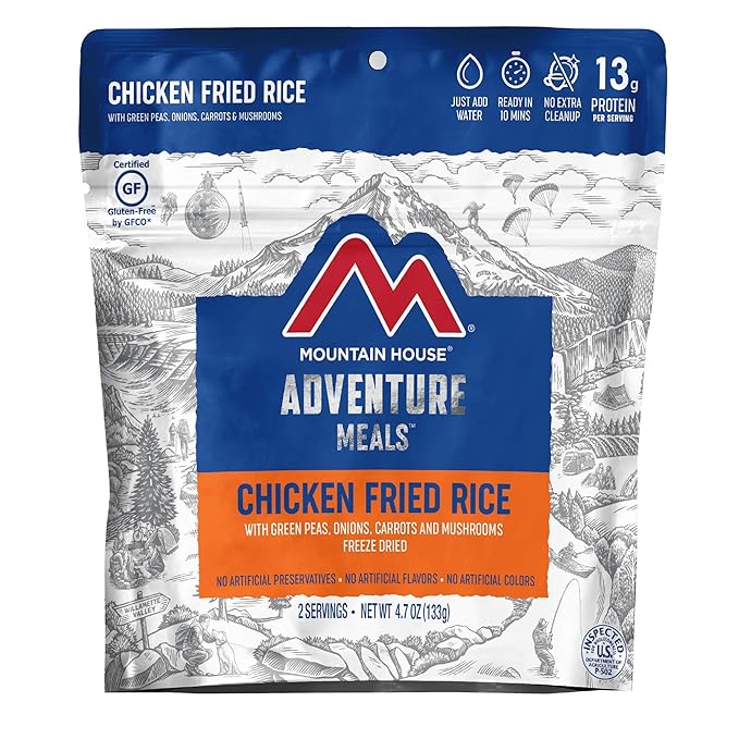Mountain House Rice & Chicken + Chicken Fried Rice | Freeze Dried Backpacking & Camping Food Bundles | 2 Servings Each