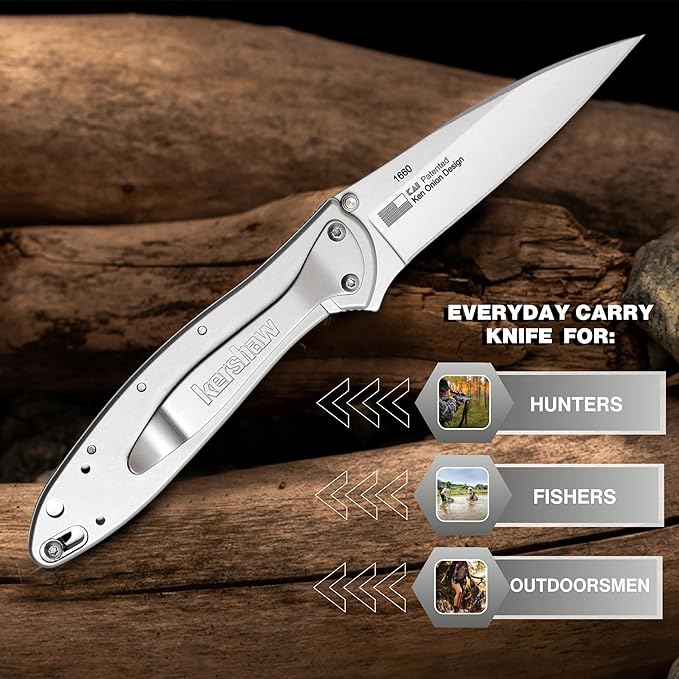 Worldwide Nutrition Bundle: Kershaw Leek Pocket Knife, 3" 14C28N Stainless Steel Drop Point Blade, Spring Assisted Knife, Folding EDC