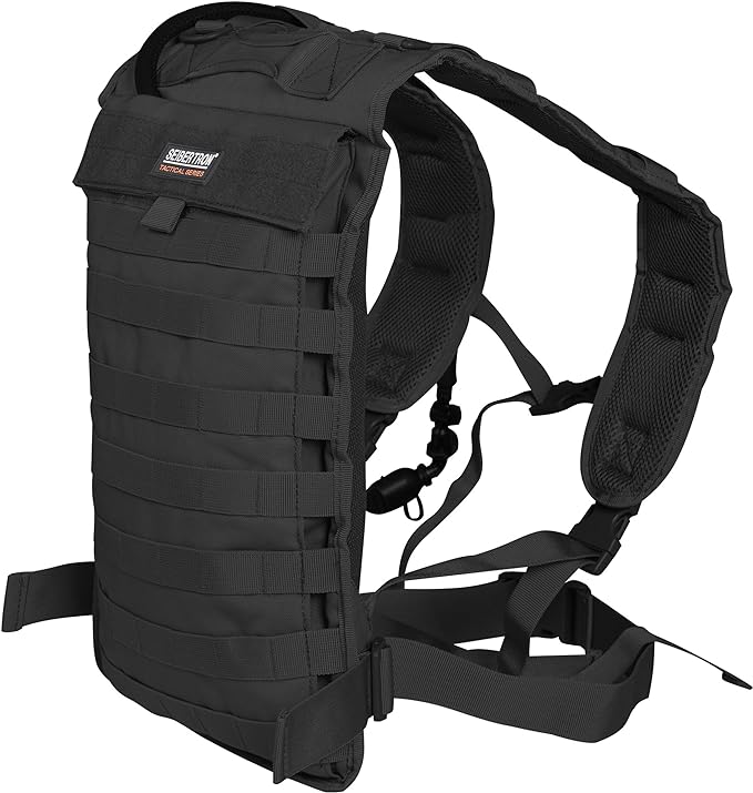 Seibertron Tactical Molle Hydration Carrier Pack Backpack Great for Outdoor Sports of Running Hiking Camping Cycling Motorcycle Fit 2L or 2.5L Water Bladder(not Included) Black