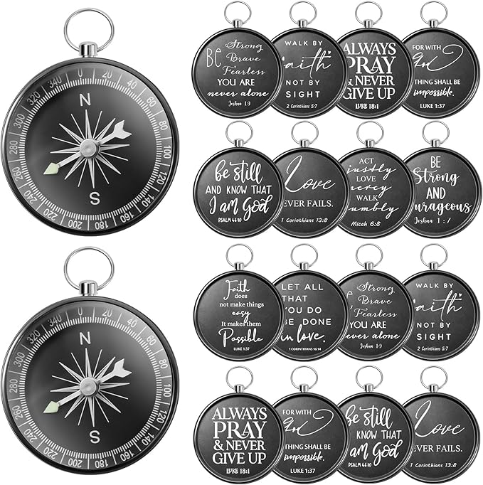 Fumete Christian Gift Compasses Hiking Scripture Religious Bible Vintage Church Sunday School Gift for Student Teacher