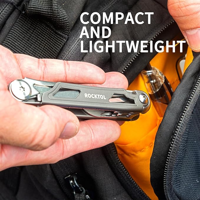 Multitool Pocket Knife,12-in-1 Multitool Knife,Titanium-Plated Handle,Pocket Clip,Large Scissors,Stainless Steel for Camping, Hiking, Survival, multitool for Men