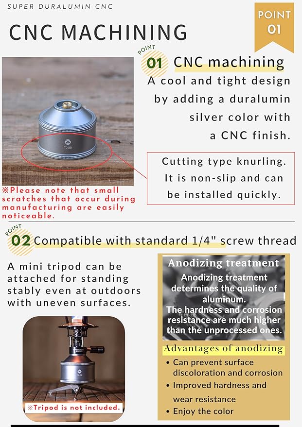CAMPINGMOON Empty Refillable Cylinder 35g Standard for Backpacking Camping EN417 Lindal Valve Silver TC-28