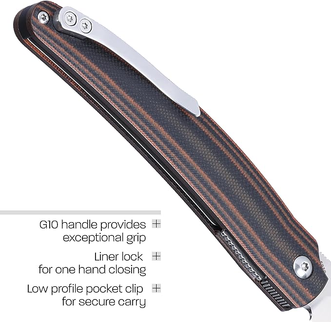 CRKT Ancestor Everyday Carry Folding Knife: Tanto with D2 Steel Blade, G10 Handle, Liner Lock, 5930