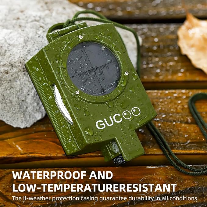 Military Lensatic Compass for Hiking Survival Camping Hunting Gifts Army Waterproof Pocket Compass for Men Magnetic Map Metal Tactical Large Navigation Tritium Compass with Mirror