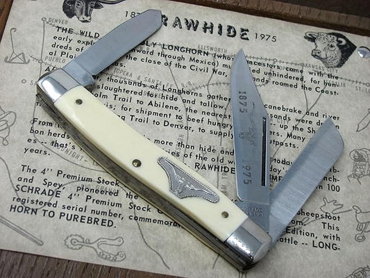 Vintage Schrade Knives Stockman Pocket Knife Schrade Cutlery Rawhide Commemorative Produced in Ellenville, N.Y. in 1975