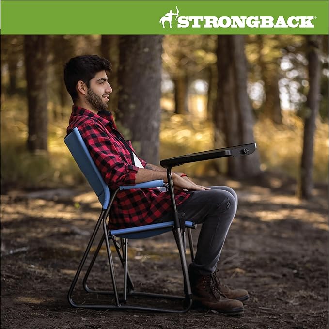 STRONGBACK Director with Innovative Lumbar Back Support Heavy Duty Camping Chair with Side Table