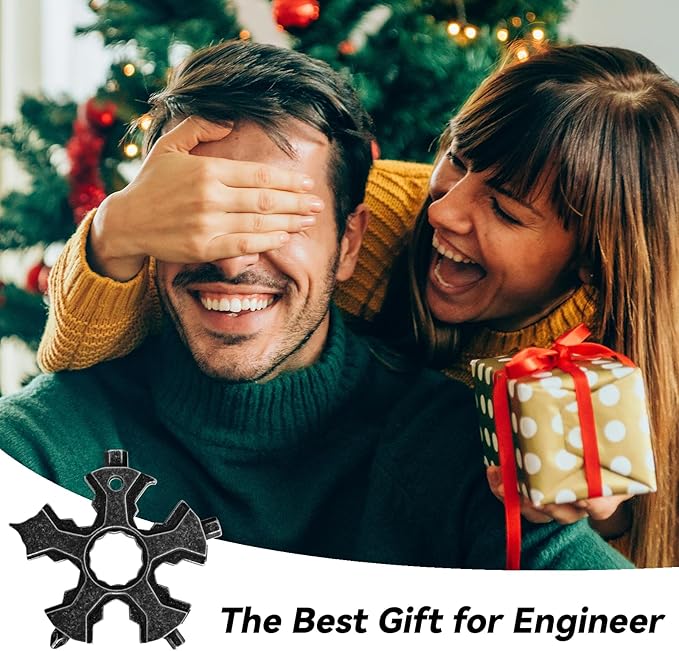 KeyChain MultiTool 18-in-1, Hex Key Allen Wrench Open End Wrench Phillips Slotted Flat Screwdriver Bottle Opener Box Package Cutter Outdoor Multi Tool All in One, Gift for Father Him Her Man Woman