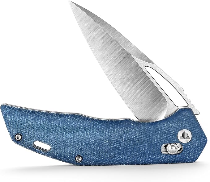 Pocket Folding Knife for Men,Flipper Knife with Clip for EDC Survival Camping Outdoor Everyday Carry,3.38" 14C28N Steel Blade,Micarta Handle,Vela-04L