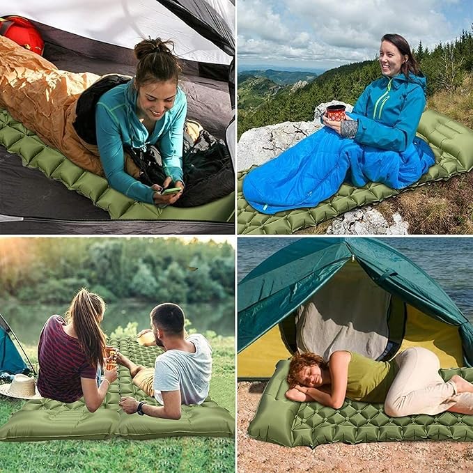 EULANT Single Sleeping Pad for Camping with Built-in Pillows & Foot Pump,Ultralight & Portable Self Inflating Air Mat for Camping Backpacking Hiking Tent