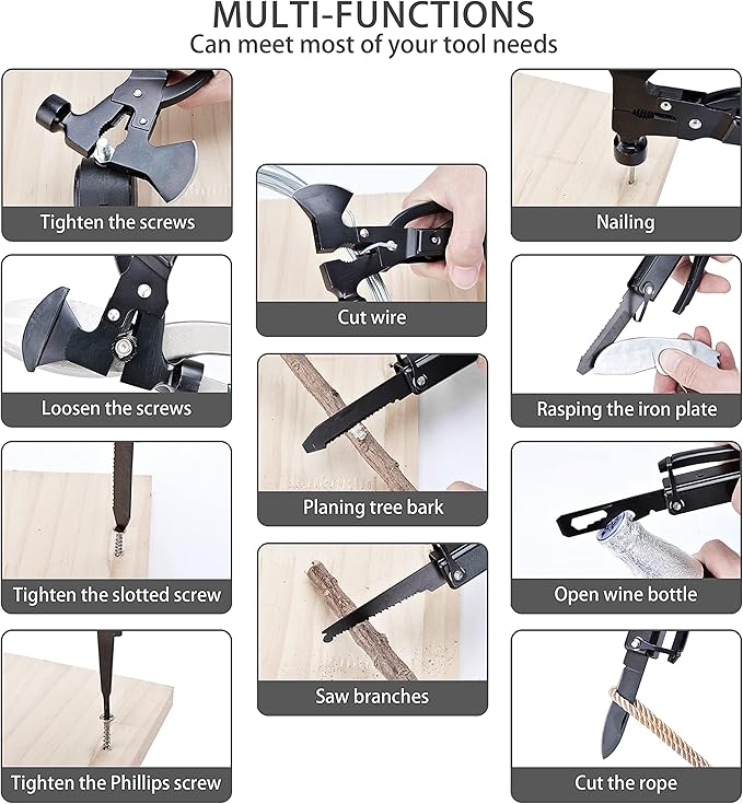 Multi-tool Axe Hammer, Upgraded 14 in 1 Portable Hatchet Tool with Sheath, Camping Survival Gear Kit Birthday Presents Christmas Stocking Stuffers for Dad Father Grandpa Husband Son Boyfriend Him