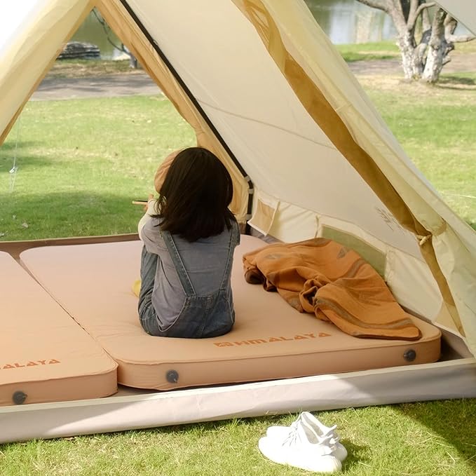 Self Inflating Sleeping Pad - 3.9" Thick Memory Foam for 2 Person - 4 Seasons Portable Lightweight Sleeping Mats for Camping Camping Mattress Pad for Backpacking Hiking Camping Essentials (Double)