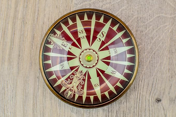 Vintage Style Brass Pocket Compass with Wooden Box, Gifts for Friends & Family, Nautical Navy Compass, Baptism Gifts, Confirmation Gifts