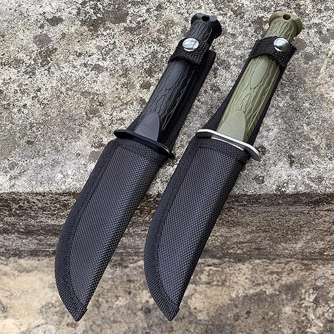 Fixed Blade Hunting Knife Hardness ABS Handle Survival Knife with Nylon Sheath Straight Edge Knife for Camping, Hiking, Survival (Black Handle)