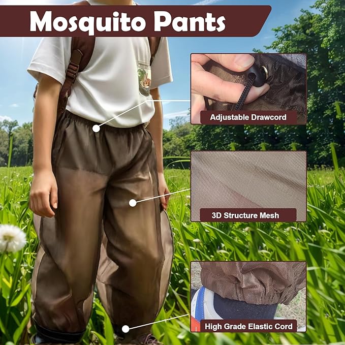 Aventik No-See-Um Mesh Youth Mosquito Jacket, Youth Mosquito Pants M&L Super Light, Keep Safe Cool, UV Protection