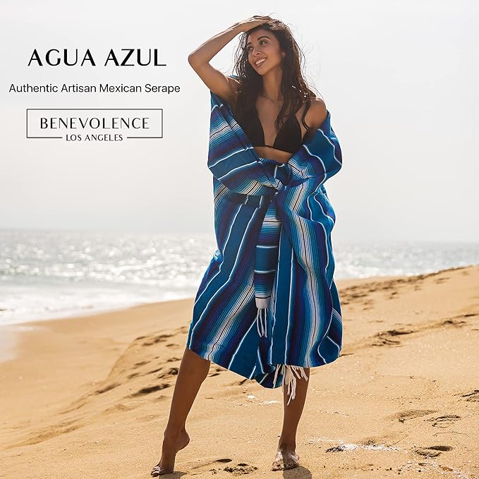 Premium Mexican Blanket, Authentic Hand Woven Falsa Blanket & Yoga Blanket | Made by Traditional Mexican Artisans, Perfect Saddle Blanket, Beach Blanket, Picnic Blanket, Car Blanket, Outdoor Blanket